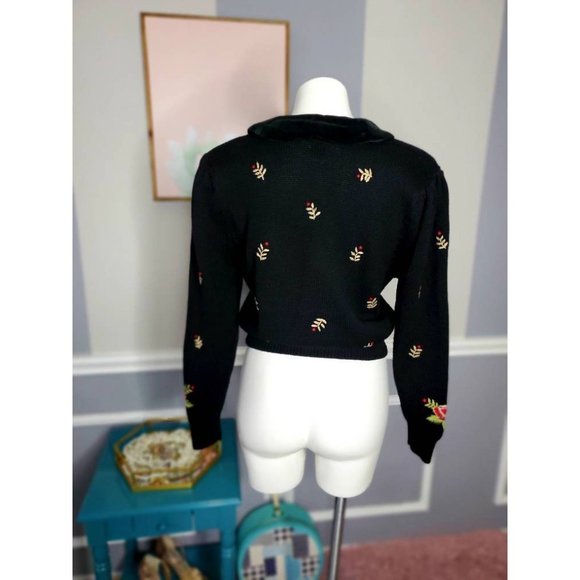 Women Knit Cardigan, 80s Cardigan, Floral Cardigan - Picture 9 of 9